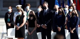 La familia real, en el funeral de Estado por las víctimas del coronavirus, celebrado en Madrid el 16 de julio de 2020.