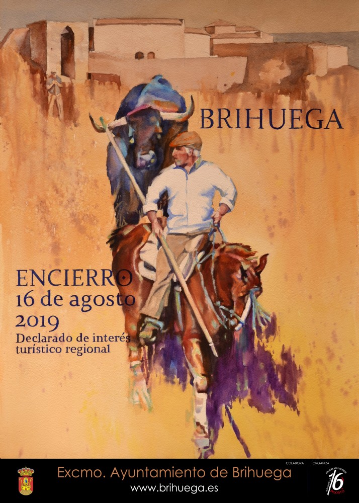 Cartel anunciador del encierro de Brihuega en 2019, del que es autor José Luis Condado.