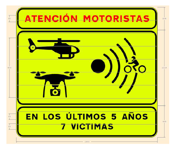 Señalización de tramo peligroso para los motoristas.