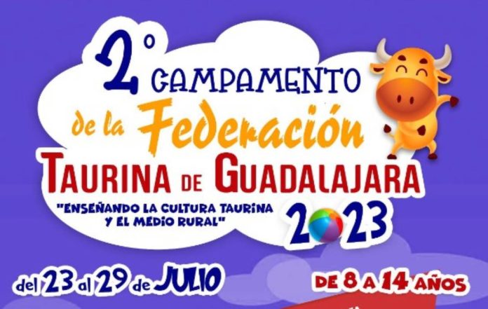 Cartel del campamento taurino infantil de Guadalajara, que convoca a su segunda edición en Arbancón.