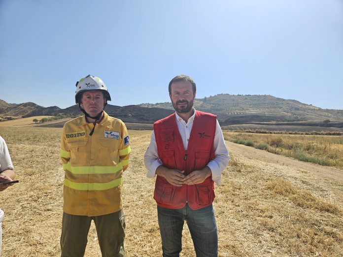 El delegado de la Junta en Guadalajara, José Luis Escudero, en el puesto avanzado de Iriépal, el 31 de julio de 2024.