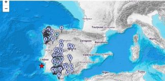 Mapa de intensidades del terremoto registrado al sur de Lisboa. (Fuente: IGN)