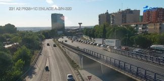 El atasco en la A-2 es total en la tarde de este domingo a su paso por Guadalajara. (Foto: DGT)