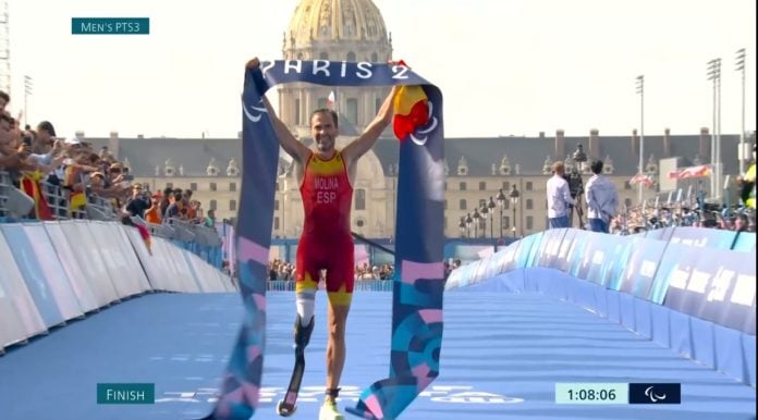 El momento justo de la victoria de Dani Molina en París el 2 de septiembre de 2024. (Imagen: RTVE)