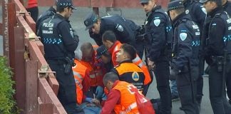 Un herido en las curvas de Santo Domingo durante el último encierro de las Ferias de Guadalajara de 2024. (Foto: CMM)