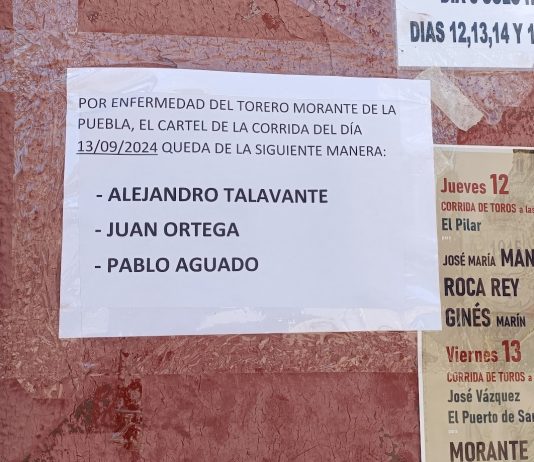 Desde la mañana del miércoles ha quedado confirmada, y anunciada, la caída del cartel de Morante de la Puebla en Guadalajara. (Foto: La Crónic@)