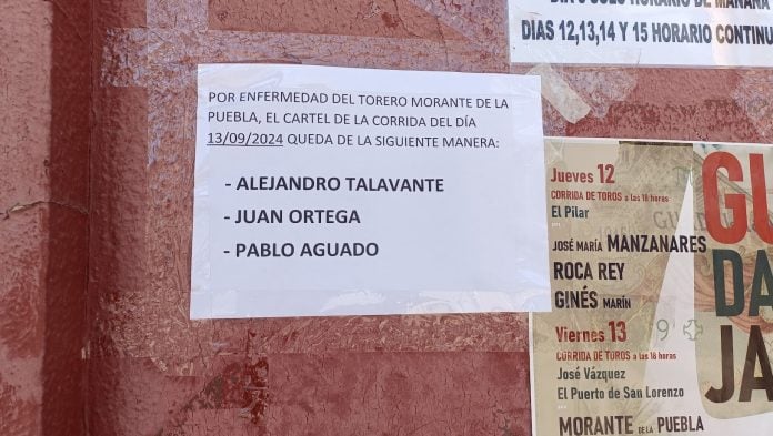 Desde la mañana del miércoles ha quedado confirmada, y anunciada, la caída del cartel de Morante de la Puebla en Guadalajara. (Foto: La Crónic@)