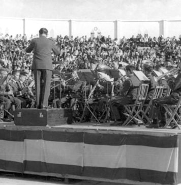 Concierto de la Banda de Música Provincial en la plaza de toros de Guadalajara. (Foto: Archivo López-Calvo)