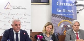 Vega, Merino y Saz en la presentación de la nueva Cátedra Sigüenza.