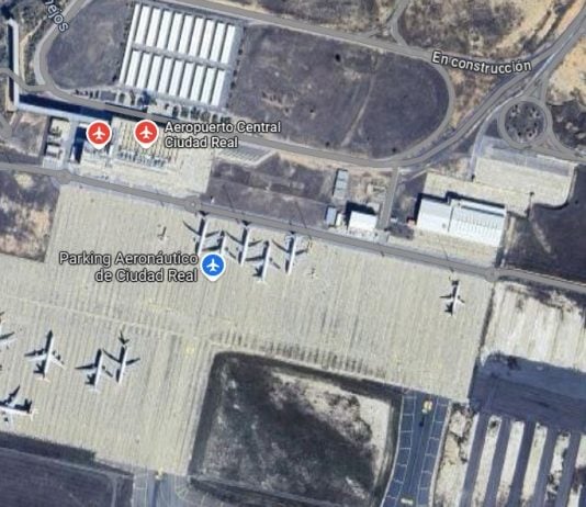 Vista cenital del aeropuerto de Ciudad Real en 2024. (Foto: Google Maps)