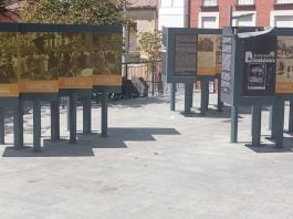 Vista general de la olvidada y vandalizada exposición de la plaza de Dávalos. (Foto: La Crónic@)