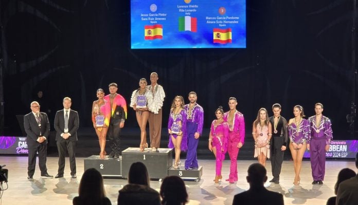 Las parejas Jesús-Sara y Marcos-Ainara, plata y dos bronces en el Campeonato del Mundo de baile deportivo de Guadalajara.