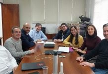 Sindicalistas de UGT tras el acuerdo alcanzado en la central nuclear de Trillo.