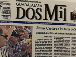 El ya desaparecido Guadalajara DosMil dedicó honores de portada a la noticia de Carter en la plaza de toros de Sigüenza, como correspondía a lo insólito del caso.