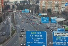 El tramo final de la A-2 casi llegando ya a Madrid, ocupado de nuevo en todos sus carriles. (Foto: DGT)