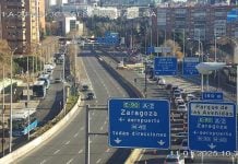 Las obras en la A-2 en su entrada a Madrid, durante la mañana del 11 de enero de 2025. (Foto: DGT)